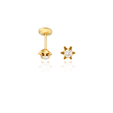 18K Gold Layered Oro Laminado Cubic Zirconia Star Shape Stud Plugs Kids Earrings 21.0148/1/6
